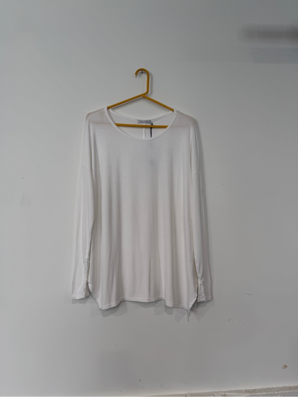 Michael Stars Ribbed White Long-Sleeve scoop neck tunic